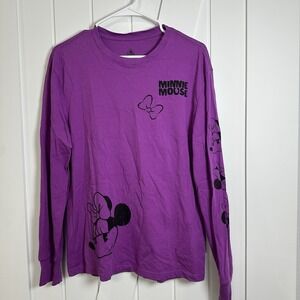 Disney Women's Purple Minnie Mouse Long Sleeve T-shirt Size Small
